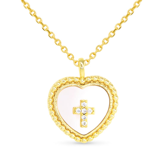 Gold Heart Cross Necklace