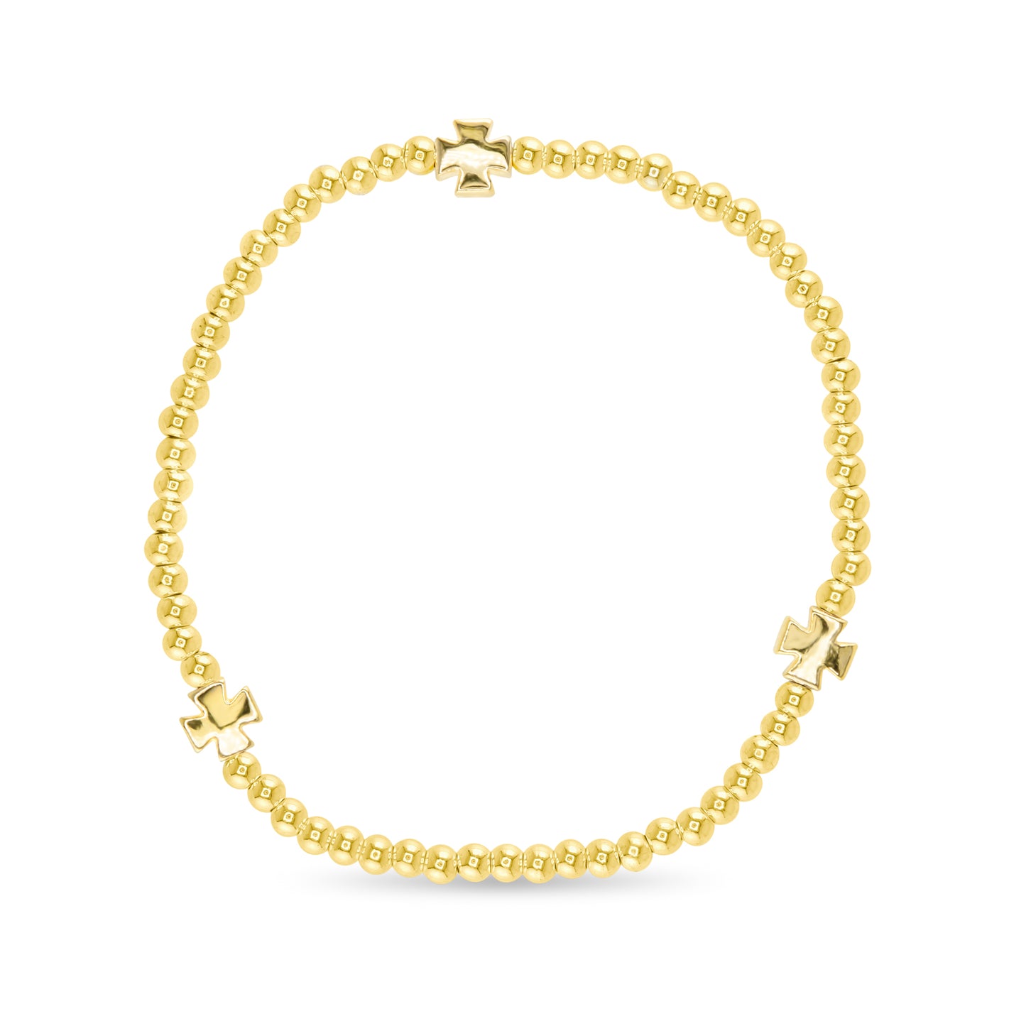 Gold Bead with Gold Cross Small Bracelet