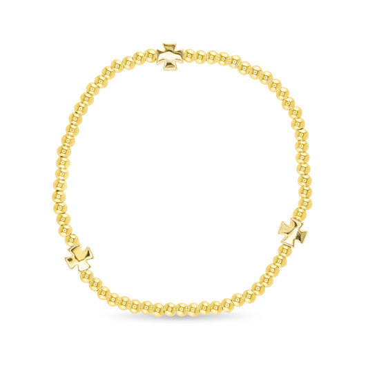 Gold Bead with Gold Cross Small Bracelet