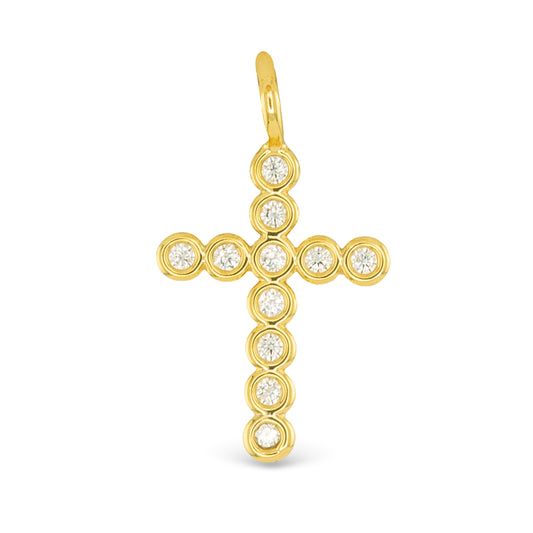 Gold CZ Cross Charm
