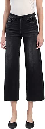 HIGH RISE CROP SLIM WIDE - BLACK