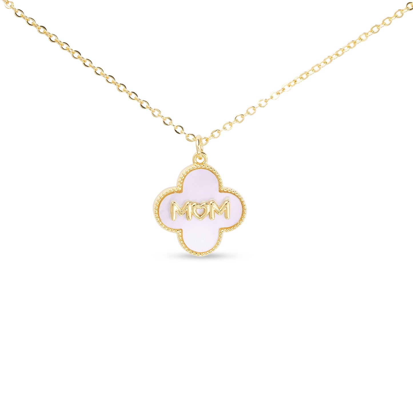 Gold Clover Mom Pendant Necklace