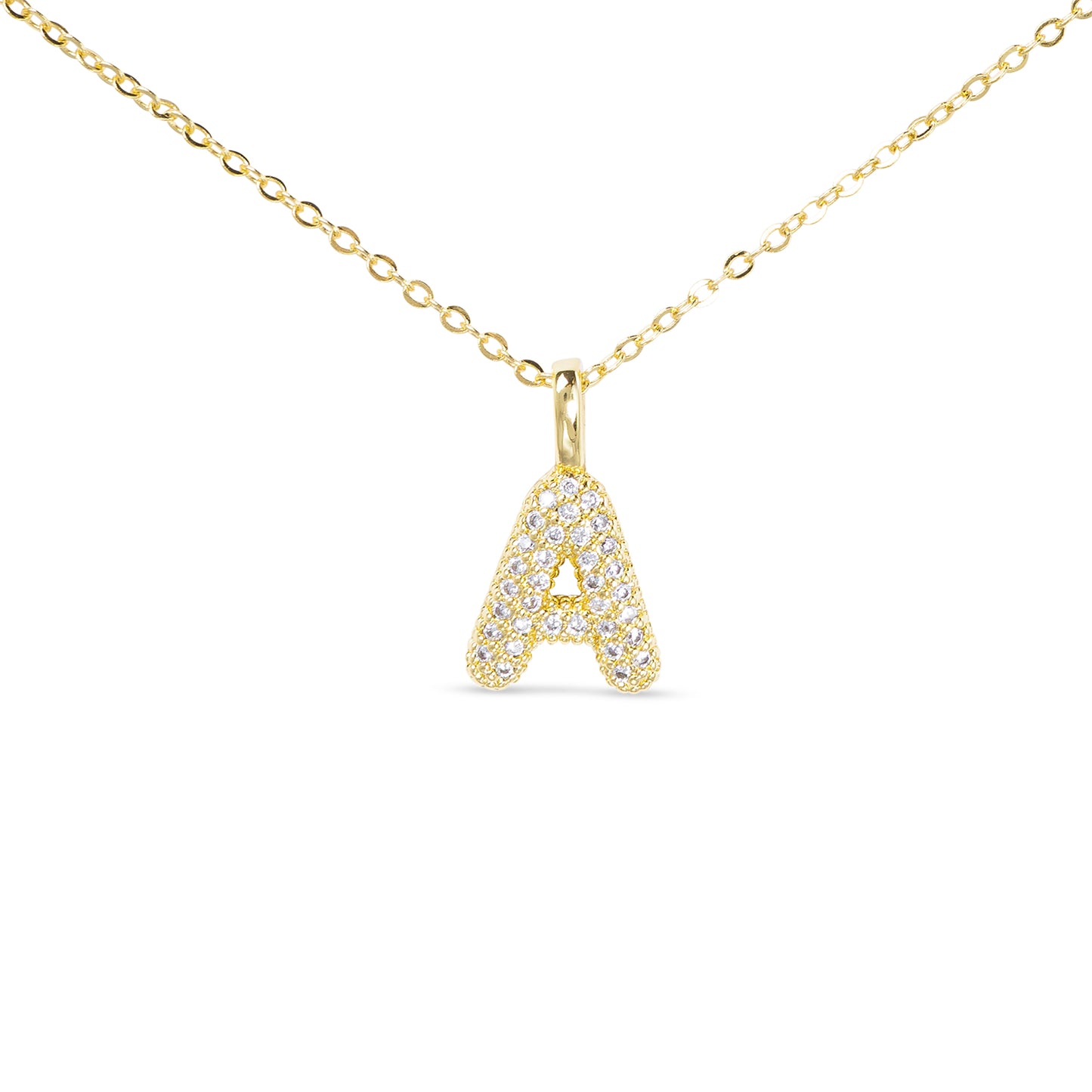 GOLD CZ LARGE INITIAL NECKELACES