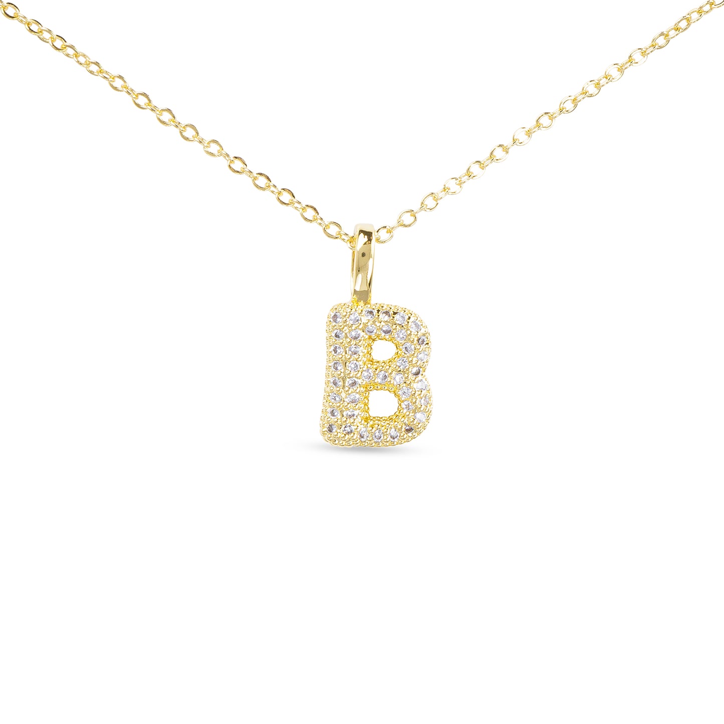 GOLD CZ LARGE INITIAL NECKELACES
