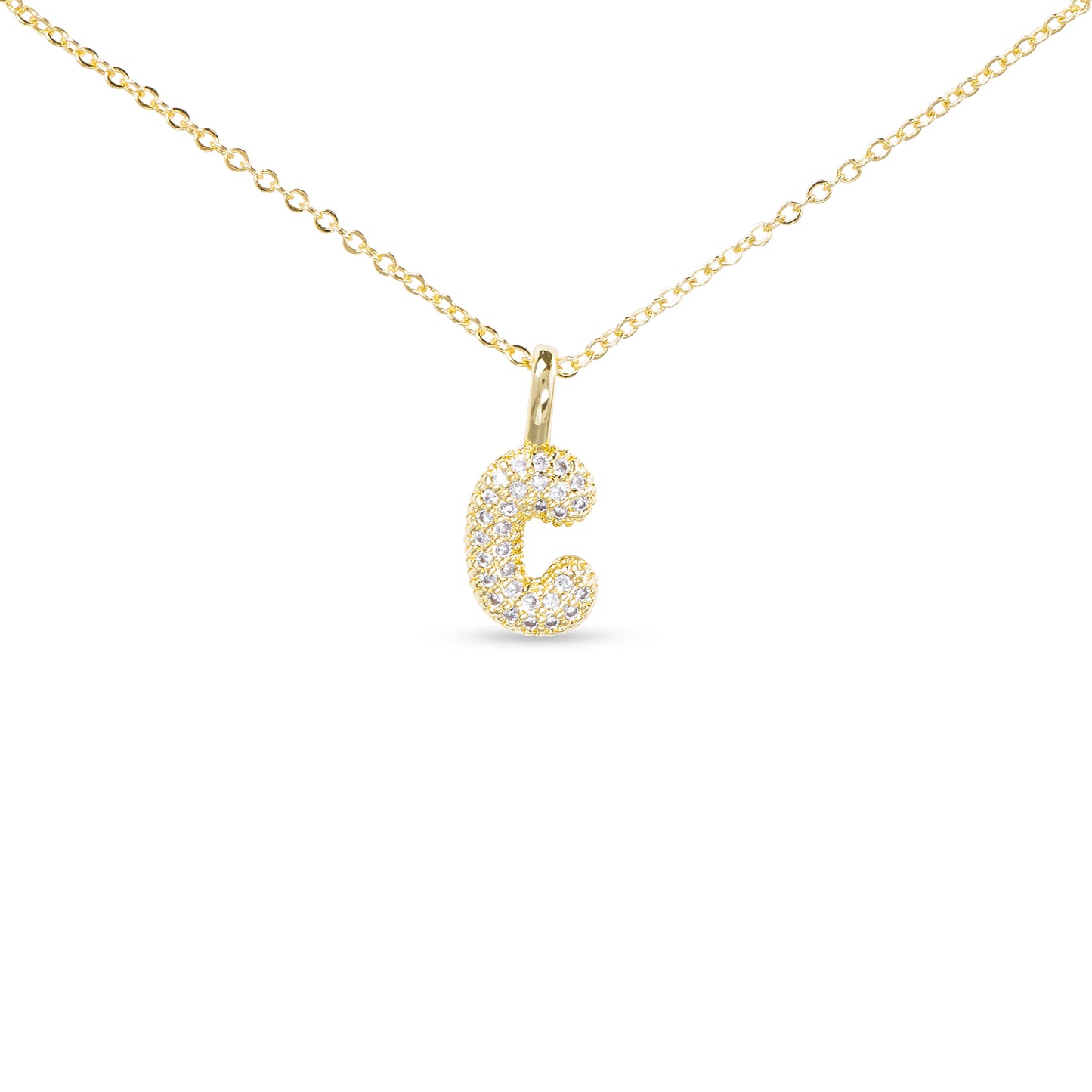 GOLD CZ LARGE INITIAL NECKELACES