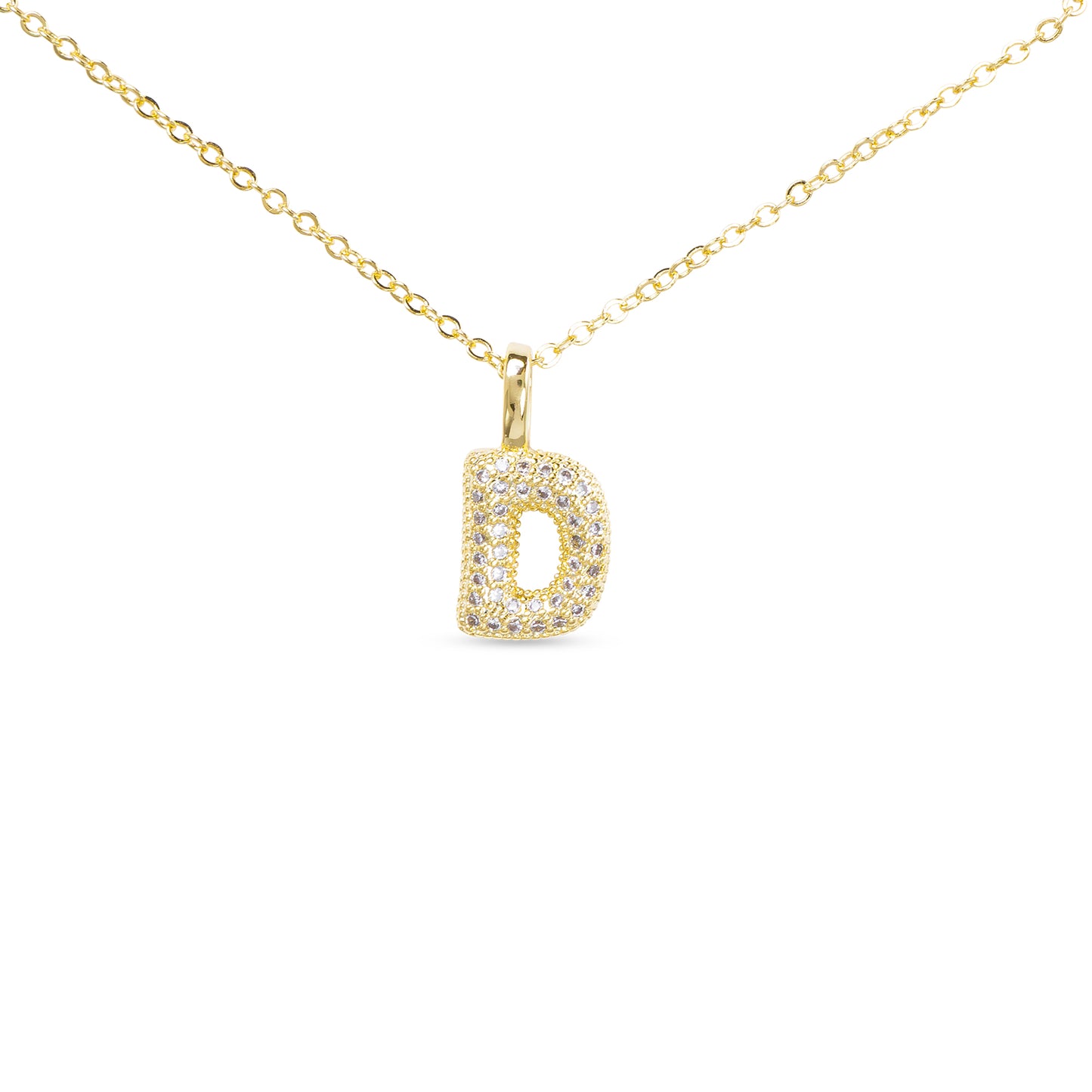 GOLD CZ LARGE INITIAL NECKELACES