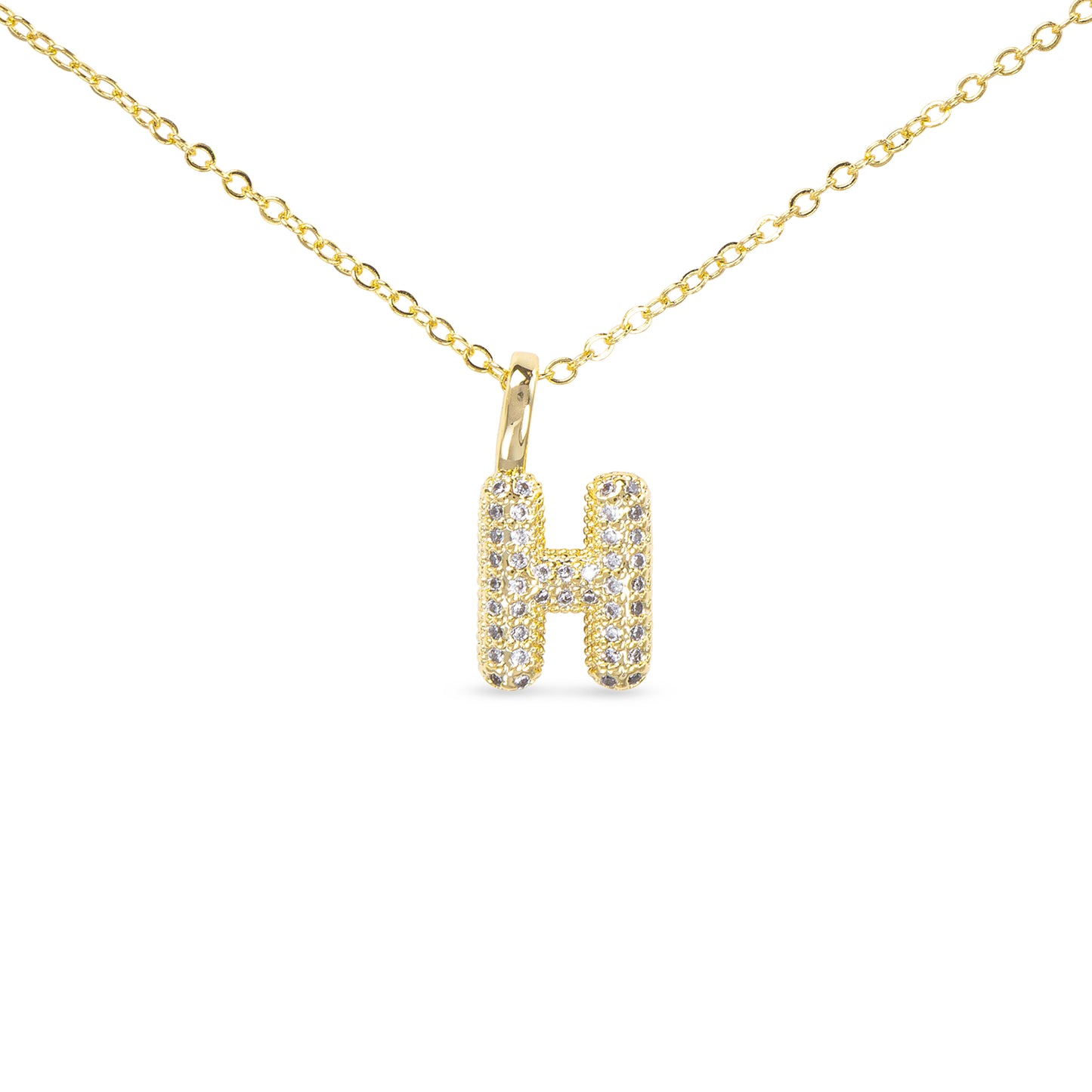 GOLD CZ LARGE INITIAL NECKELACES
