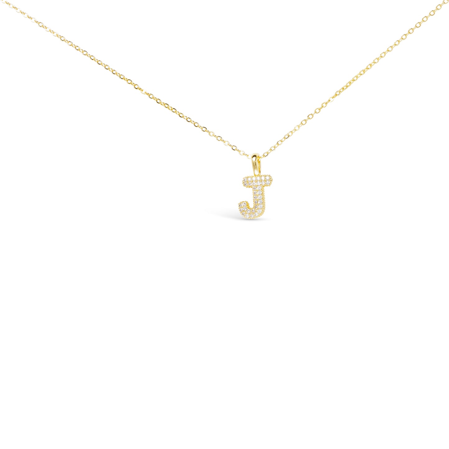 GOLD CZ LARGE INITIAL NECKELACES