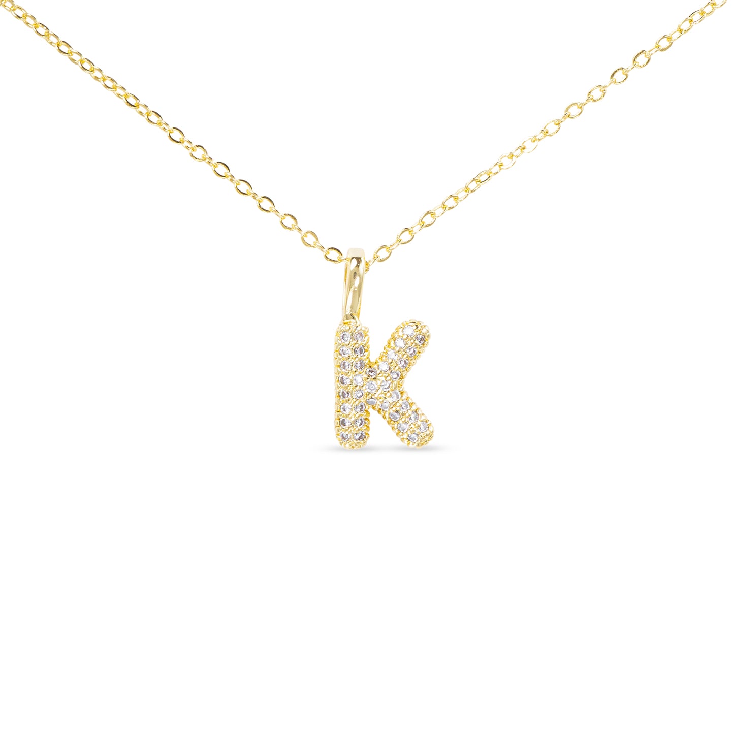 GOLD CZ LARGE INITIAL NECKELACES