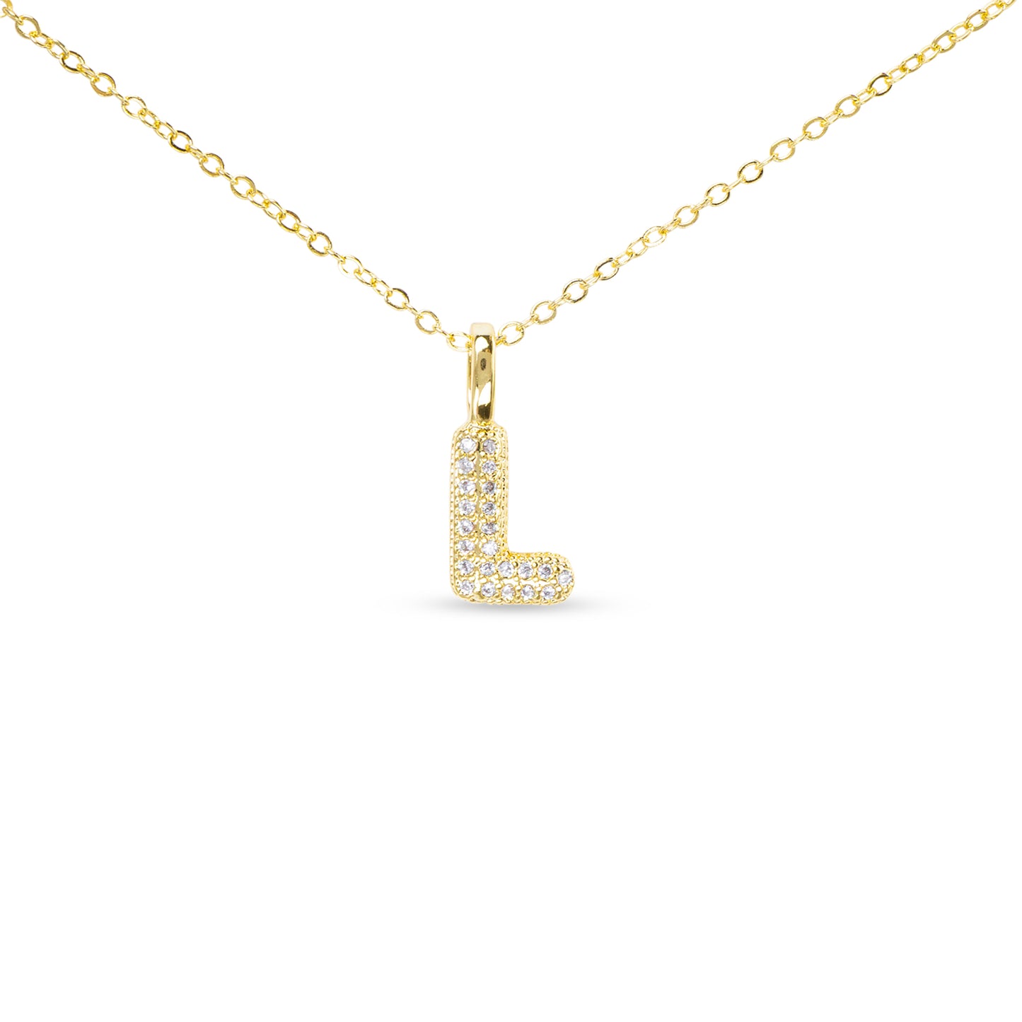 GOLD CZ LARGE INITIAL NECKELACES