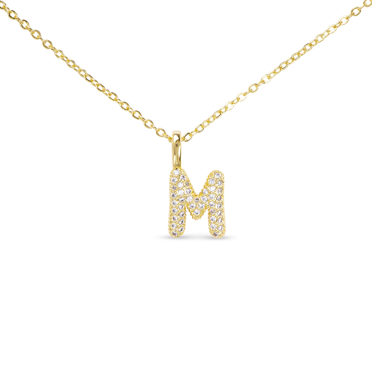 GOLD CZ LARGE INITIAL NECKELACES