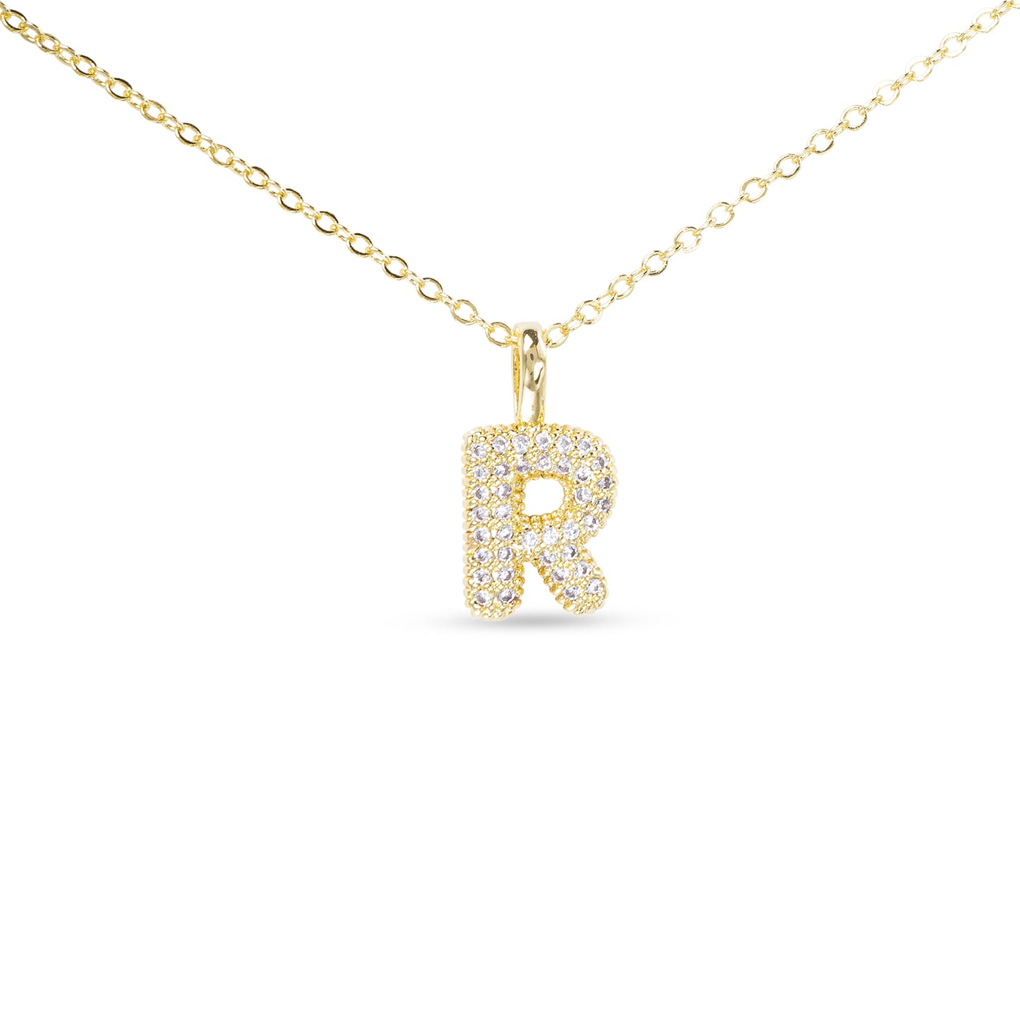 GOLD CZ LARGE INITIAL NECKELACES