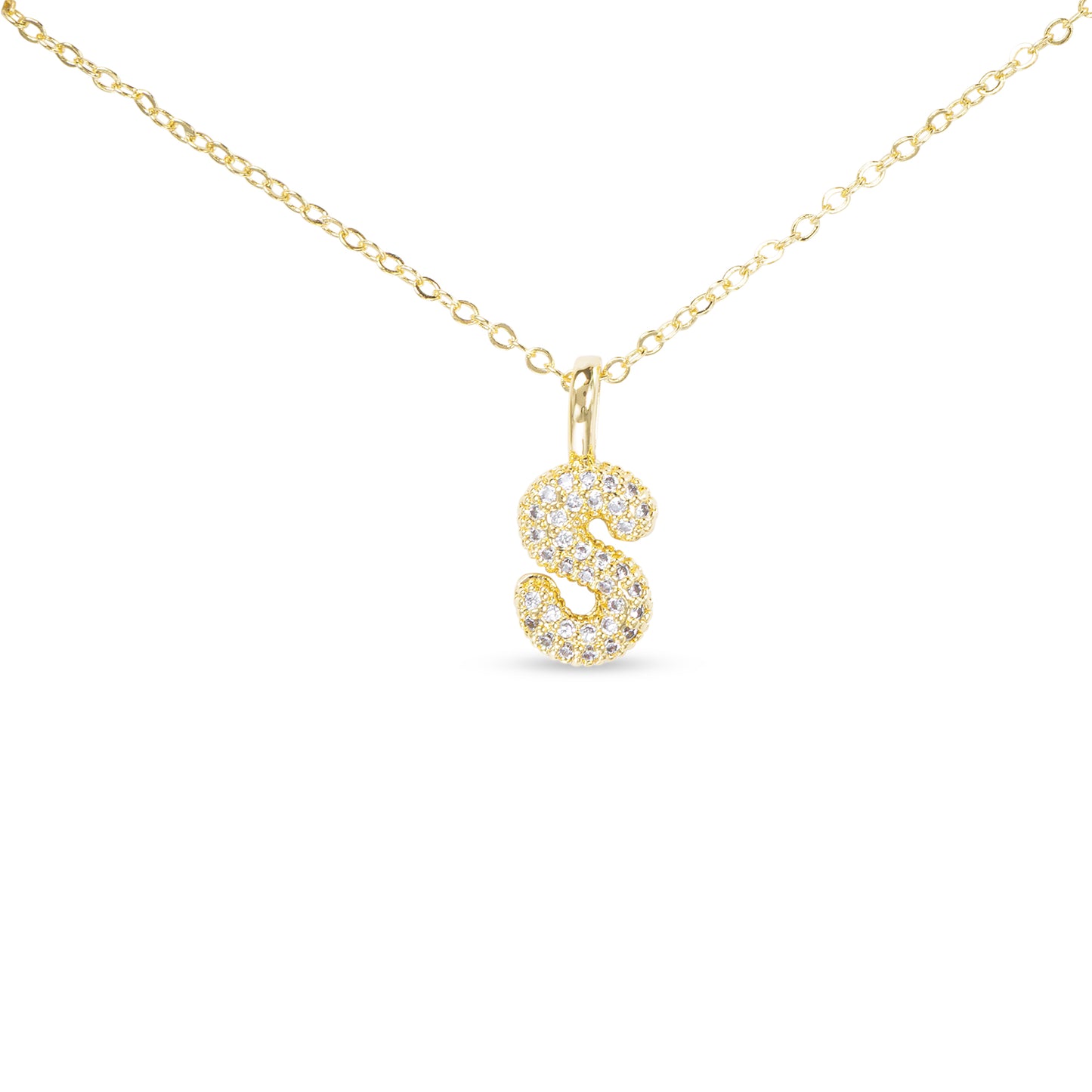 GOLD CZ LARGE INITIAL NECKELACES
