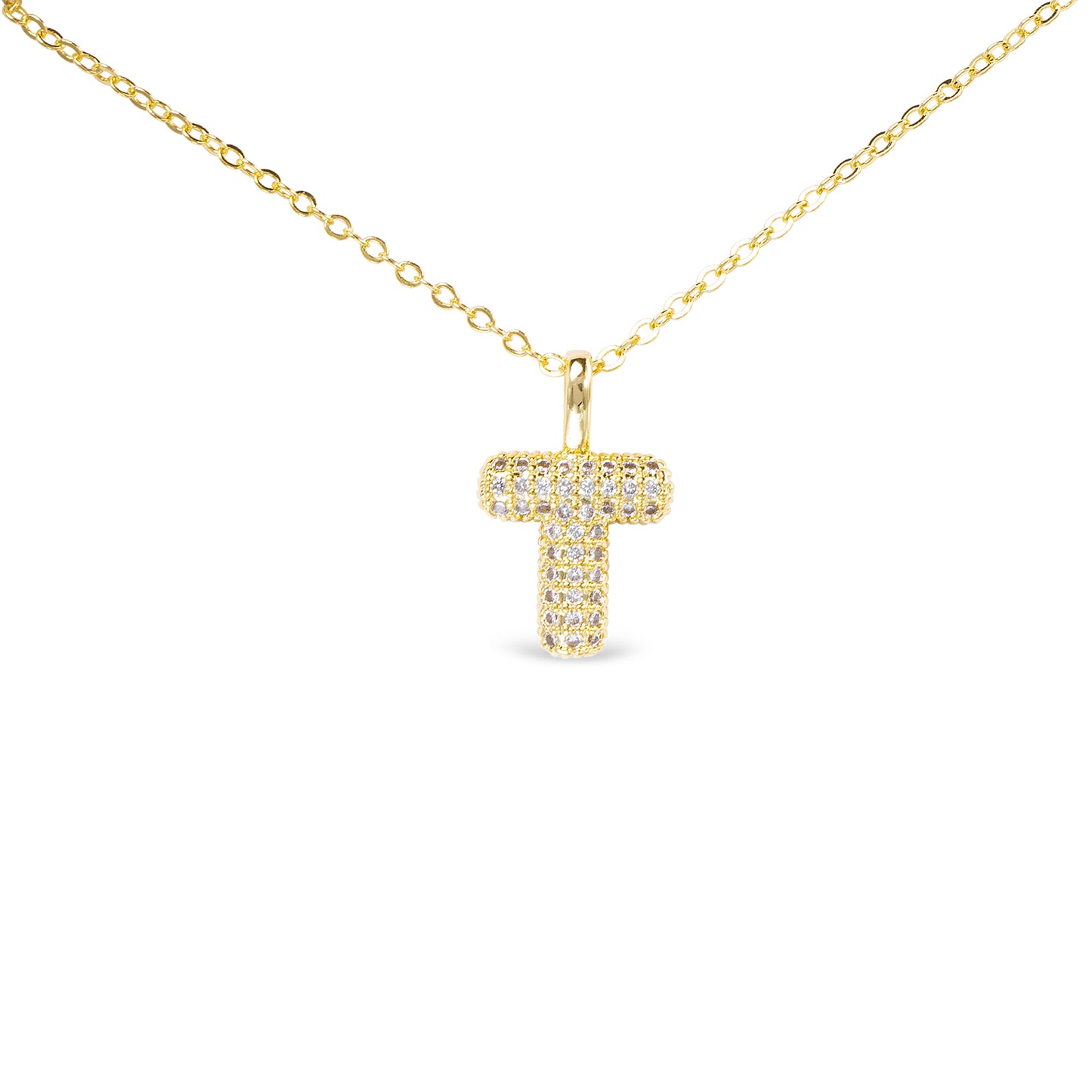 GOLD CZ LARGE INITIAL NECKELACES