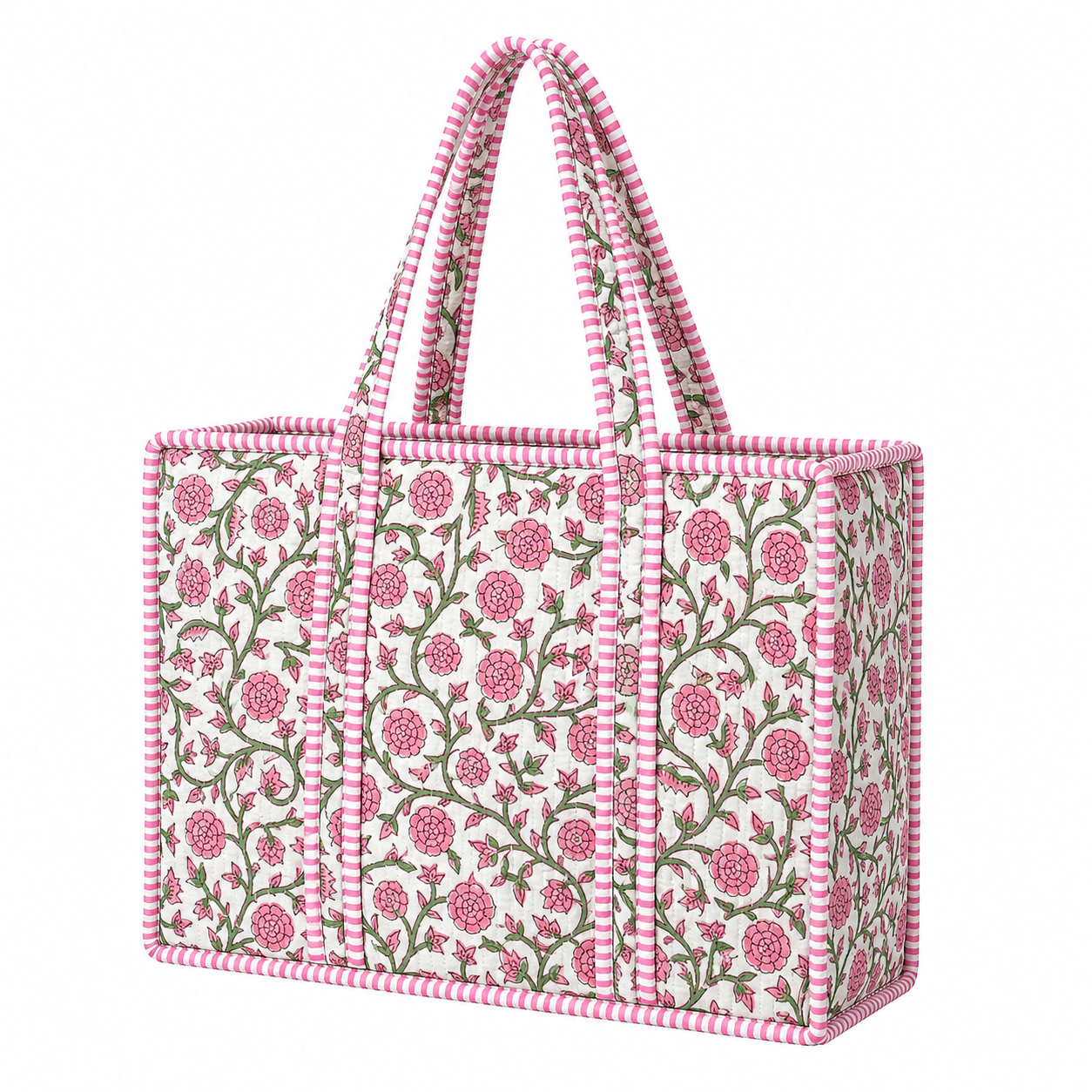 Light Pink Floral Quilted Bag Print