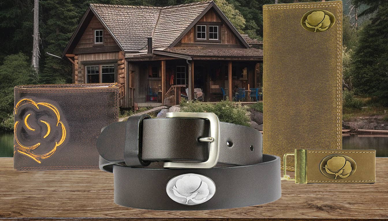 Cotton Boll Men's Brown Leather Concho Belt