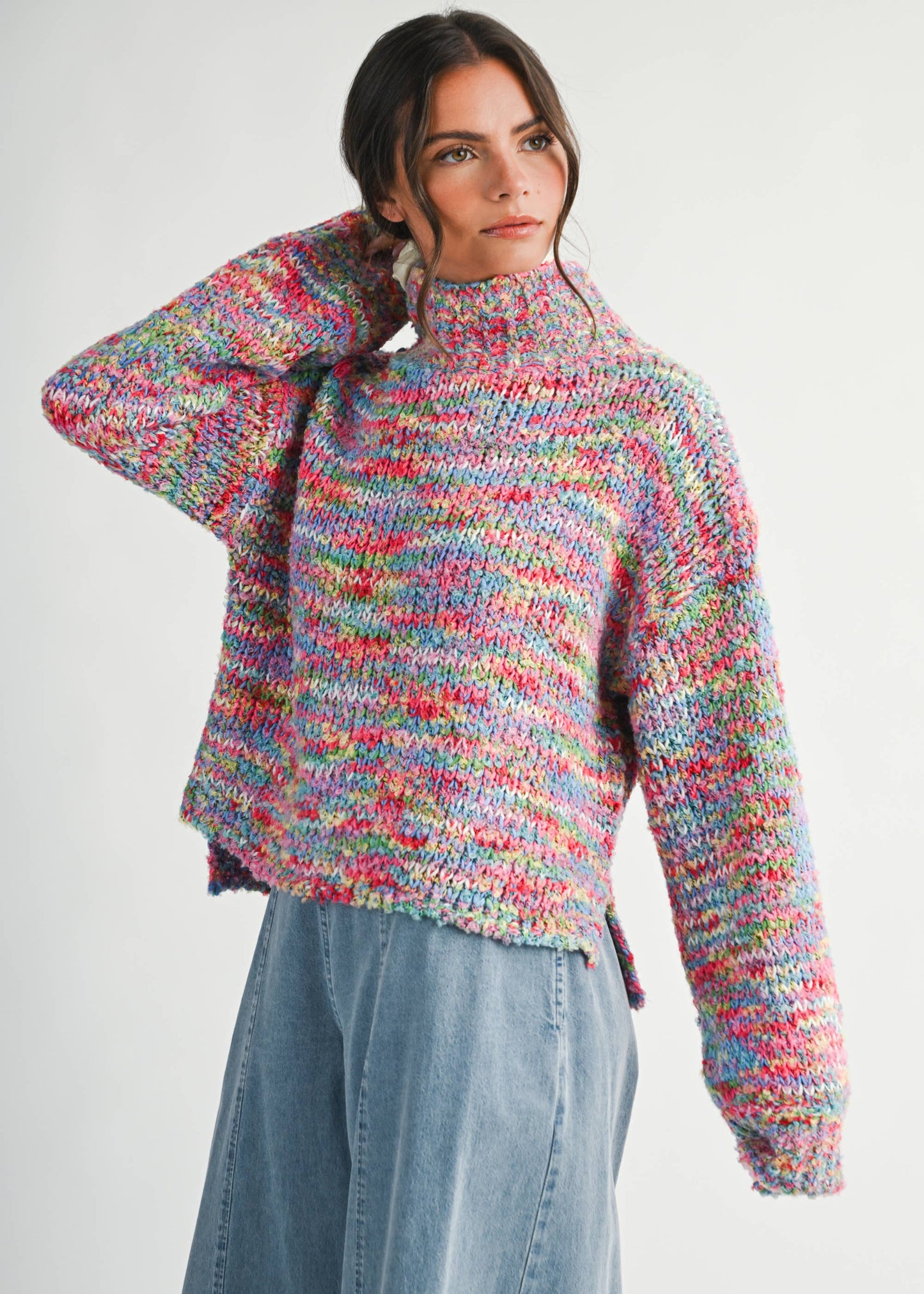 3320IK Chunky Marled Turtleneck Sweater