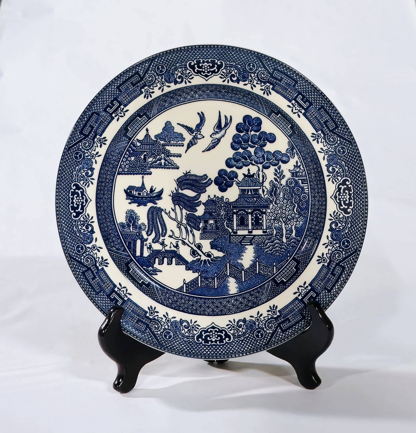 Blue Willow Design Porcelain Plate