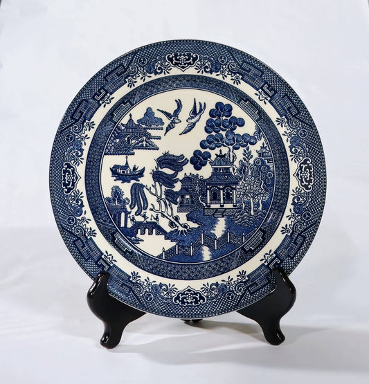 Blue Willow Design Porcelain Plate
