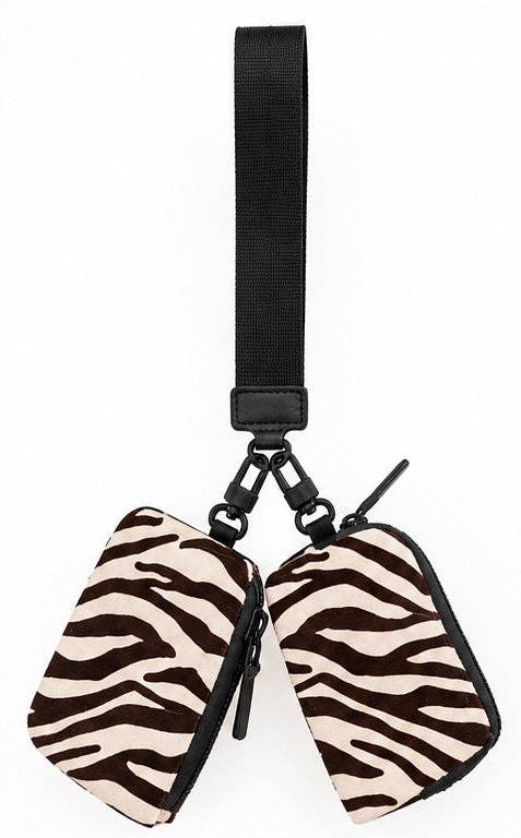 Zebra Striped Dual Pouch Wristlet