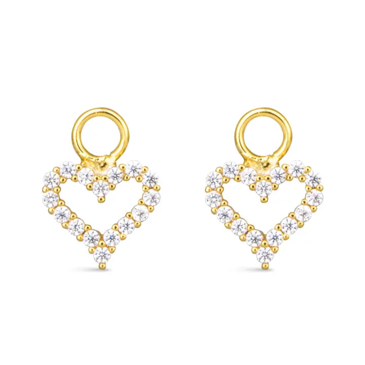 Cz Heart Earring Charm - Gold