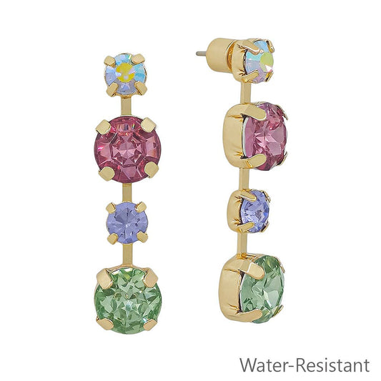 Light Multi Crystal 1" Stud Drop Earring
