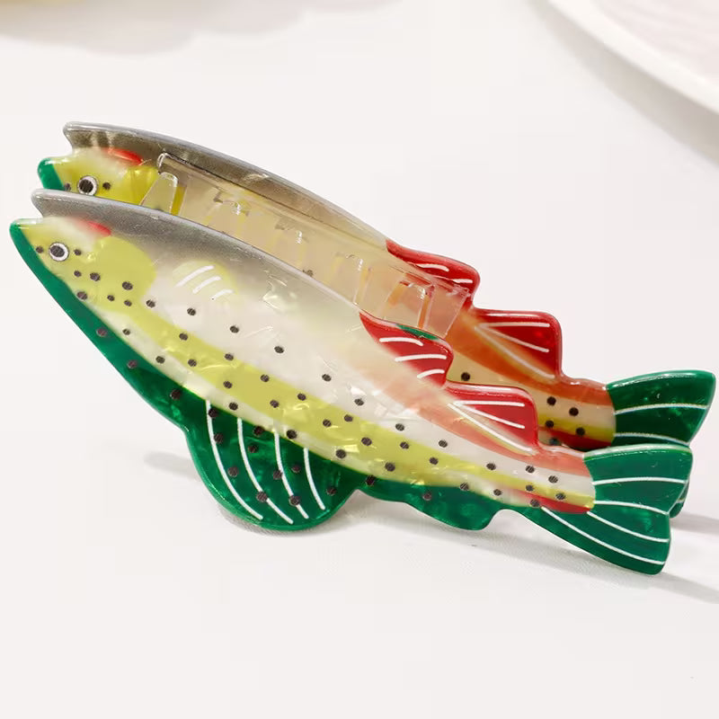 ACRYLIC TROUT HAIR CLIP - VIBRANT GREEN