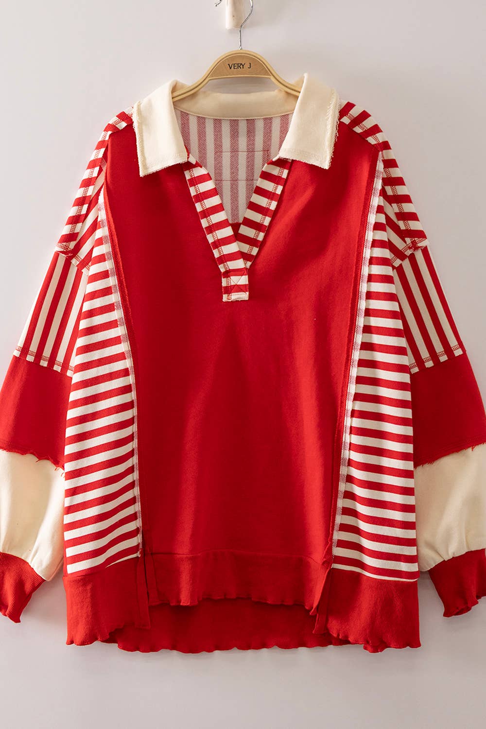 Vintage Stripe Rugby Sweatshirt - Heather Gray