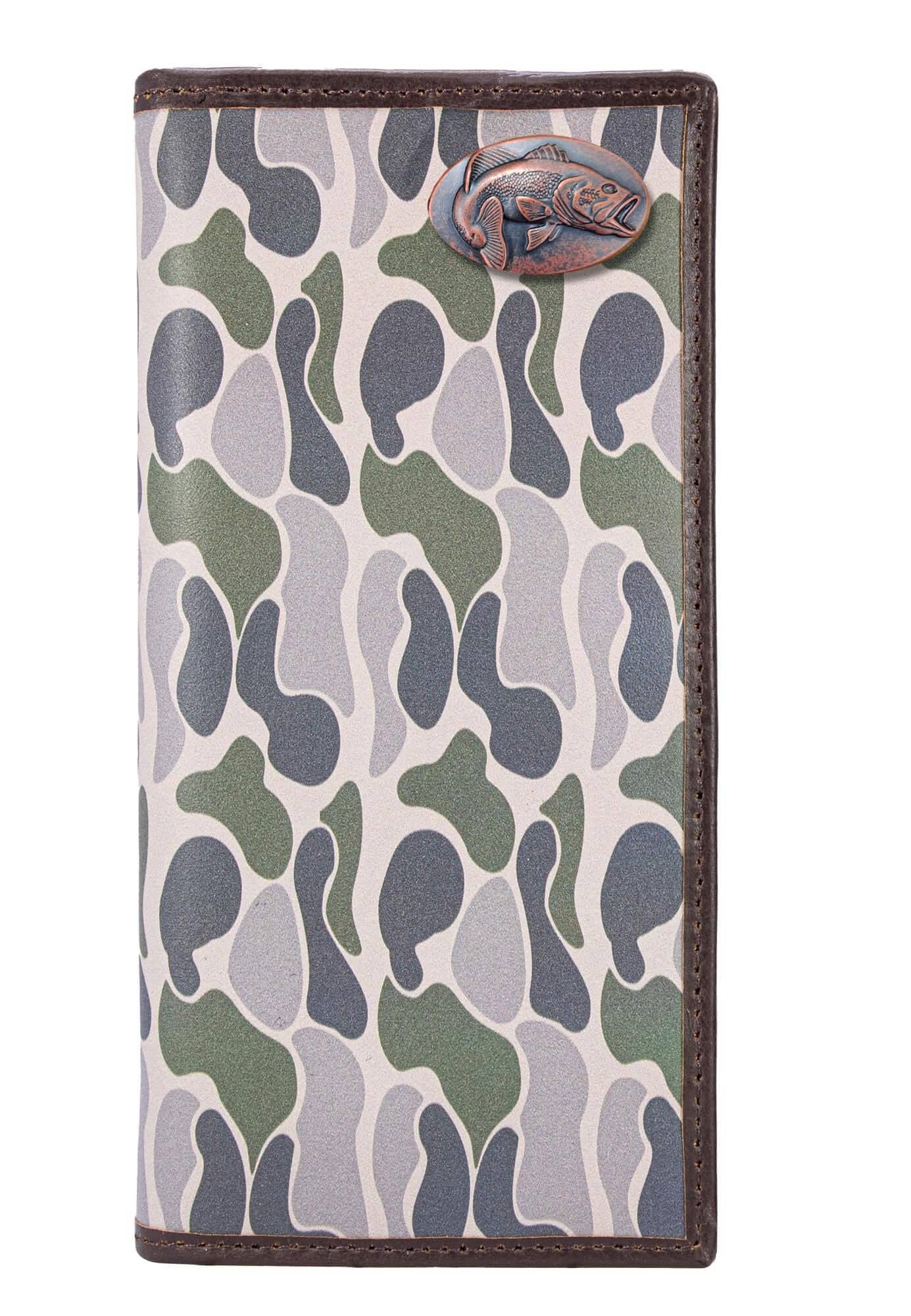 Bass Men's Secretary Old School Camo Leather Wallet.