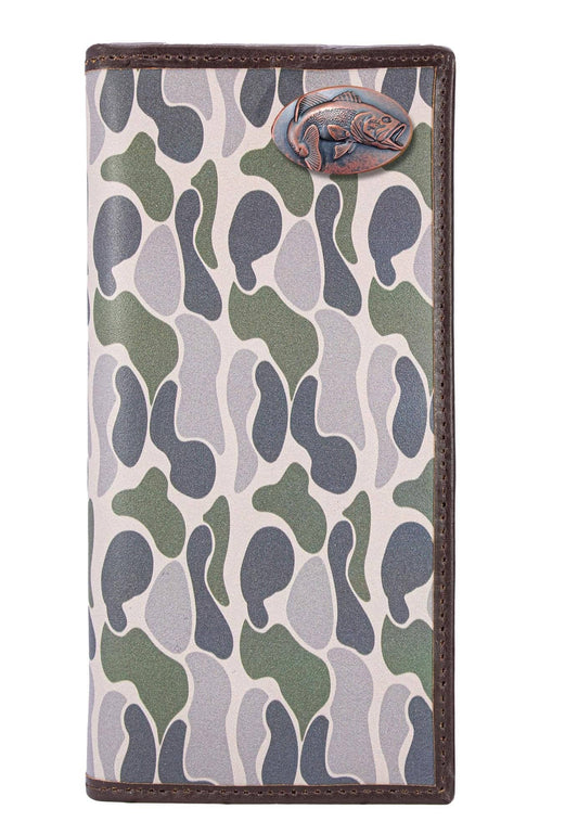 Bass Men's Secretary Old School Camo Leather Wallet.