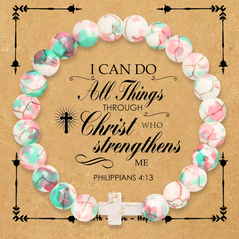 GIFT GIVING BRACELET - CROSS WITH PINK AND BLUE