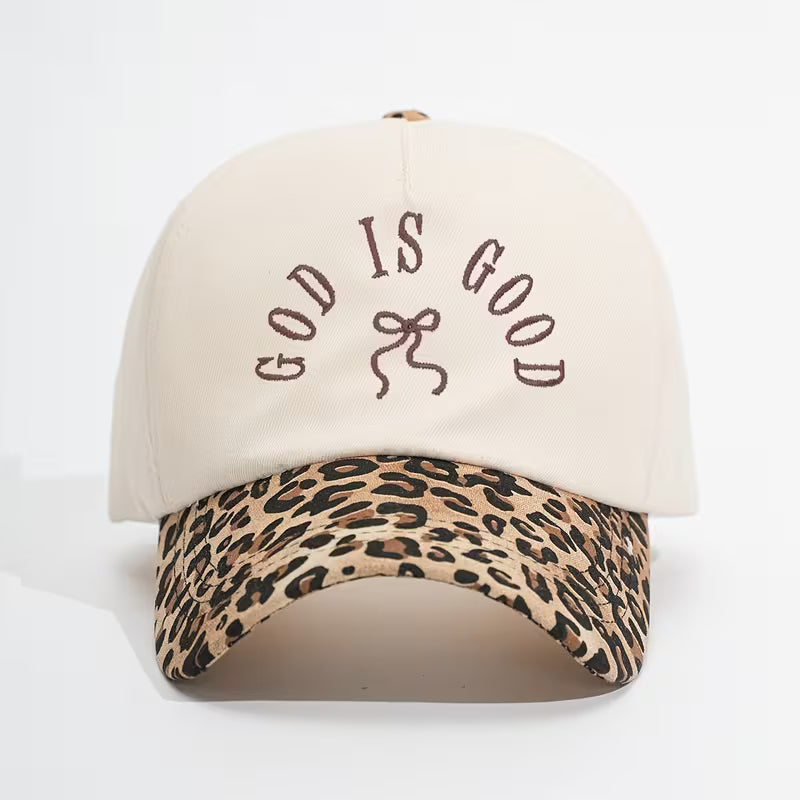 GOD IS GOOD LEOPARD BOW HAT
