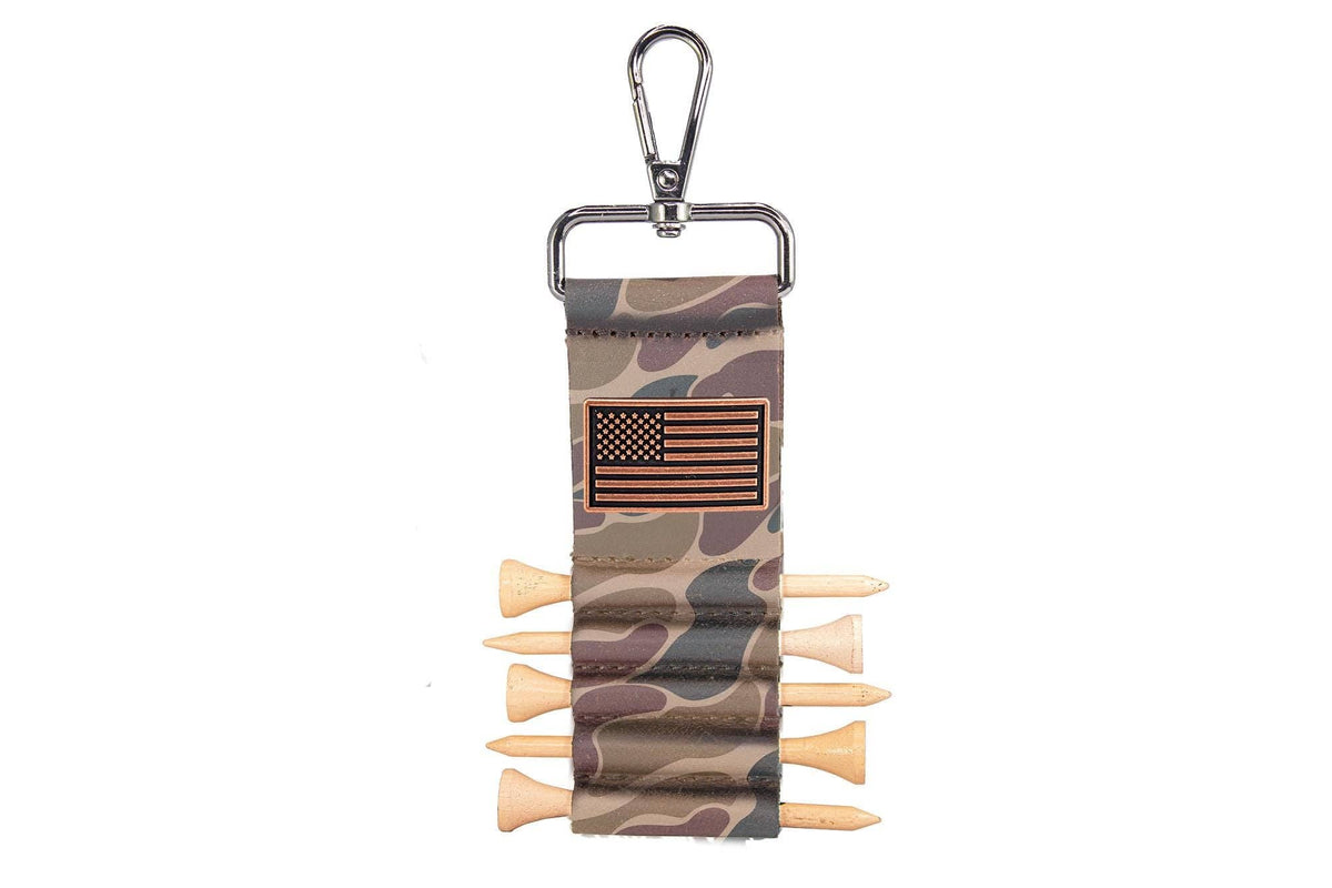 American Flag Leather Golf Ball and Tee Holder