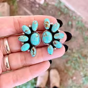 VINTAGE TURQUOISE EARRINGS - ALLOY