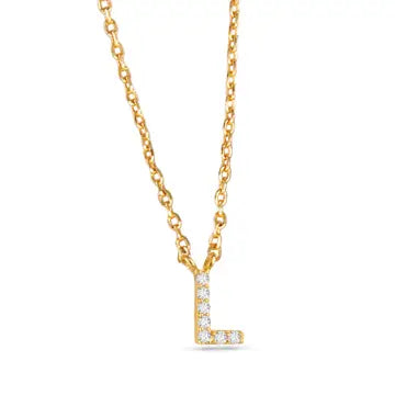 Gold Cz Initial Necklace