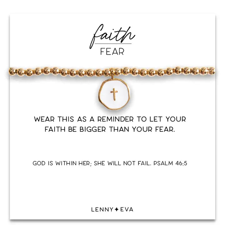 FAITH OVER FEAR CHARM BRACELET:WHITE