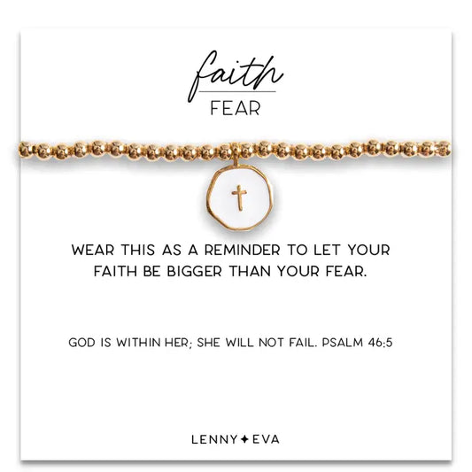 FAITH OVER FEAR CHARM BRACELET:WHITE