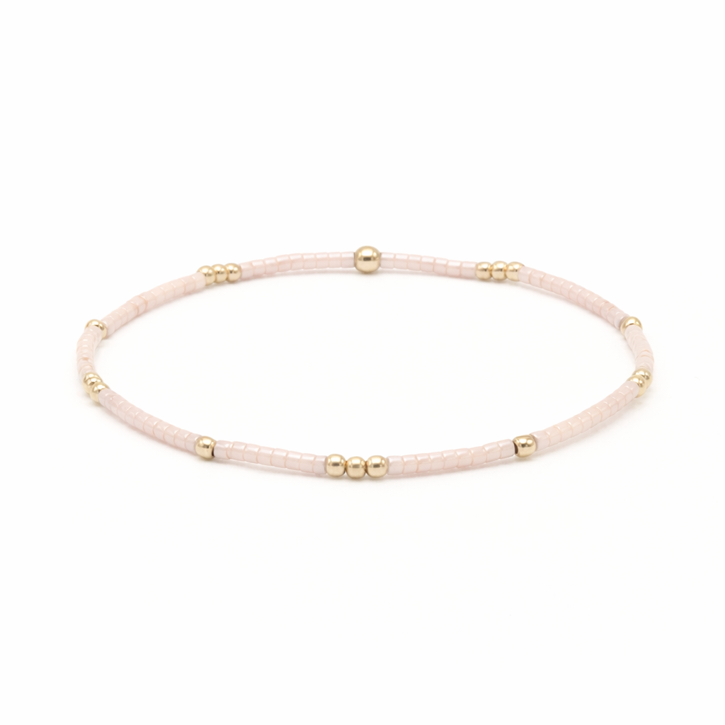 2mm Newport PALEST PINK + Gold Filled Waterproof Bracelet