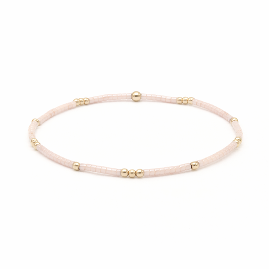 2mm Newport PALEST PINK + Gold Filled Waterproof Bracelet