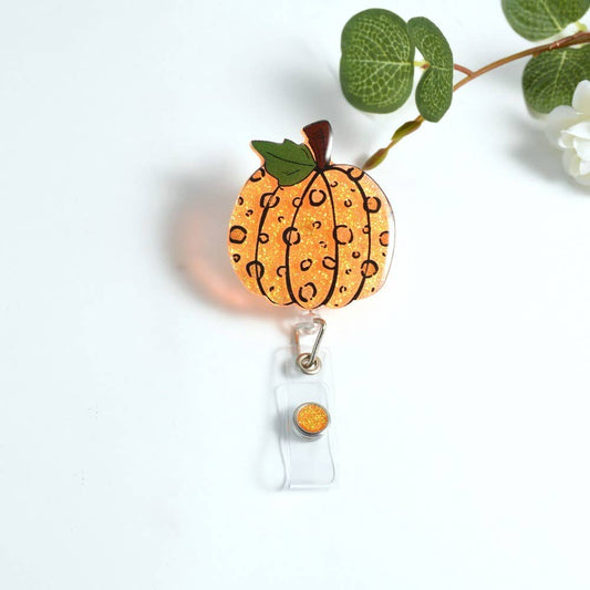 Glitterific Badge Reel Leopard Pumpkin