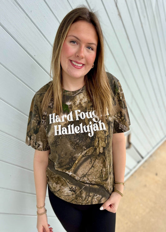 HARD FOUGHT HALLELUJAH CAMO PUFF GRAPHIC TEE