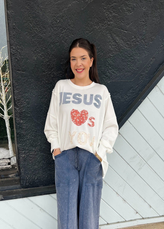 JESUS PATCHWORK SWEATSHIRT - OFF WHITE