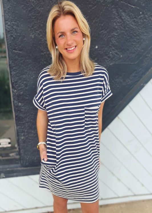 JORDAN DRESS - NAVY STRIPED