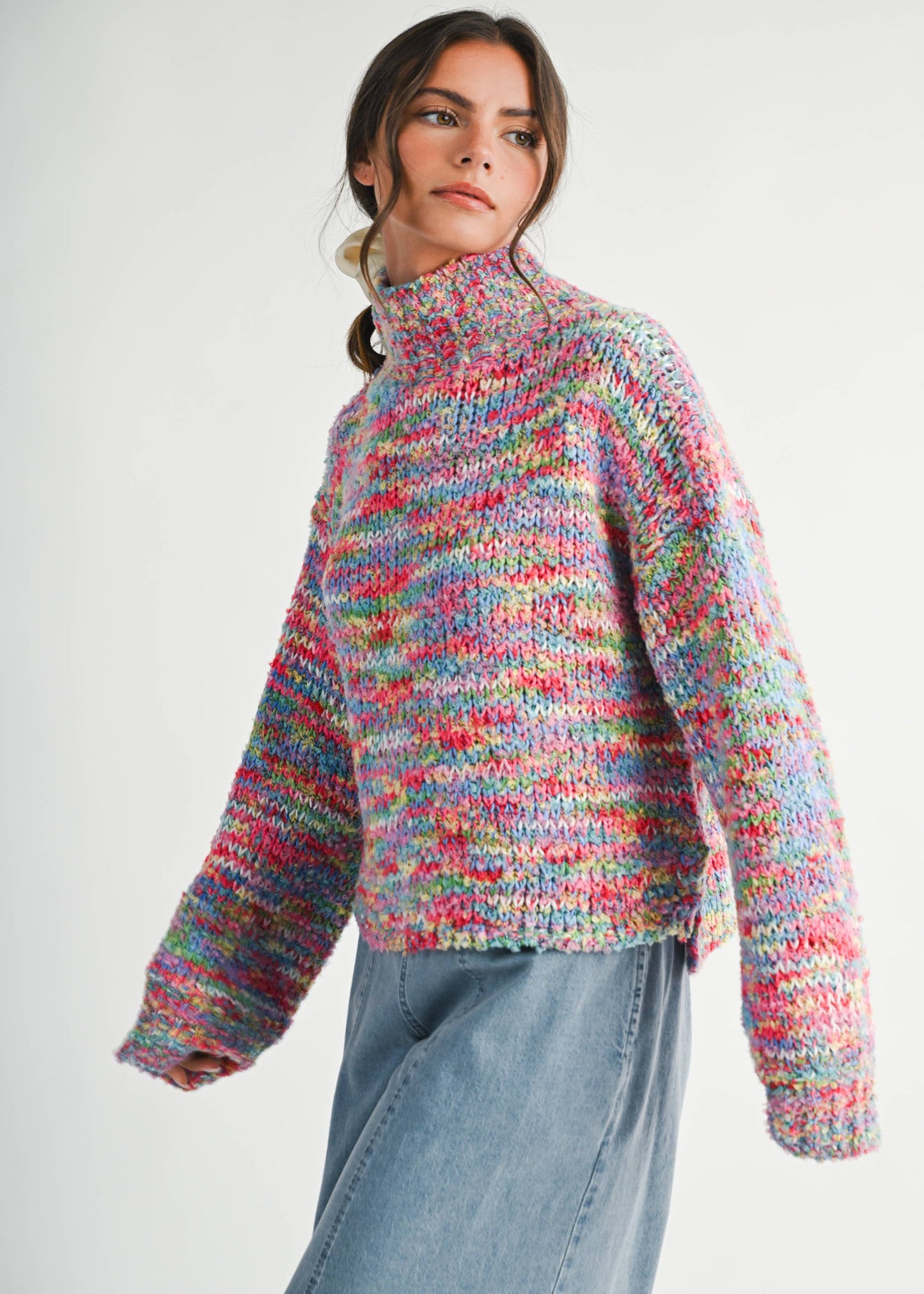 3320IK Chunky Marled Turtleneck Sweater