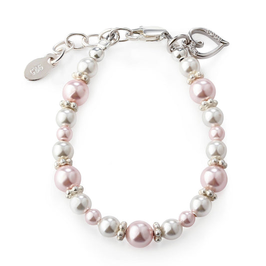 Children's Sterling Silver Pink & White Pearl Baby Bracelet