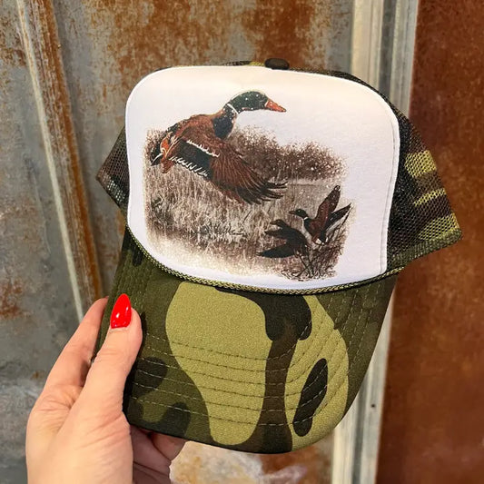 Retro Duck Trucker Cap - Multiple Color Options | Camo & White