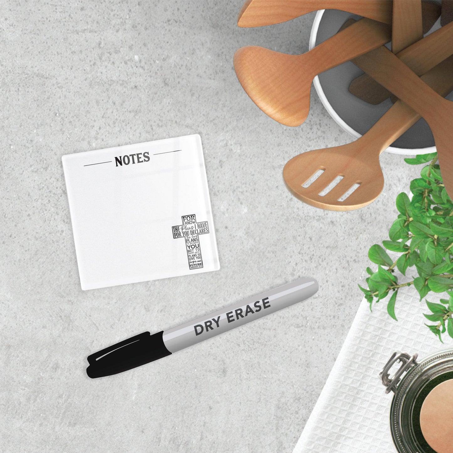 Graduation Gifts, 4x4 Dry Erase Desk Tile with Marker, Cross