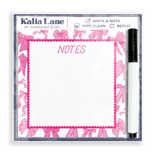 Dry Erase Glass Sign, Bows, Gifts for Girls, Bows, Desk Note