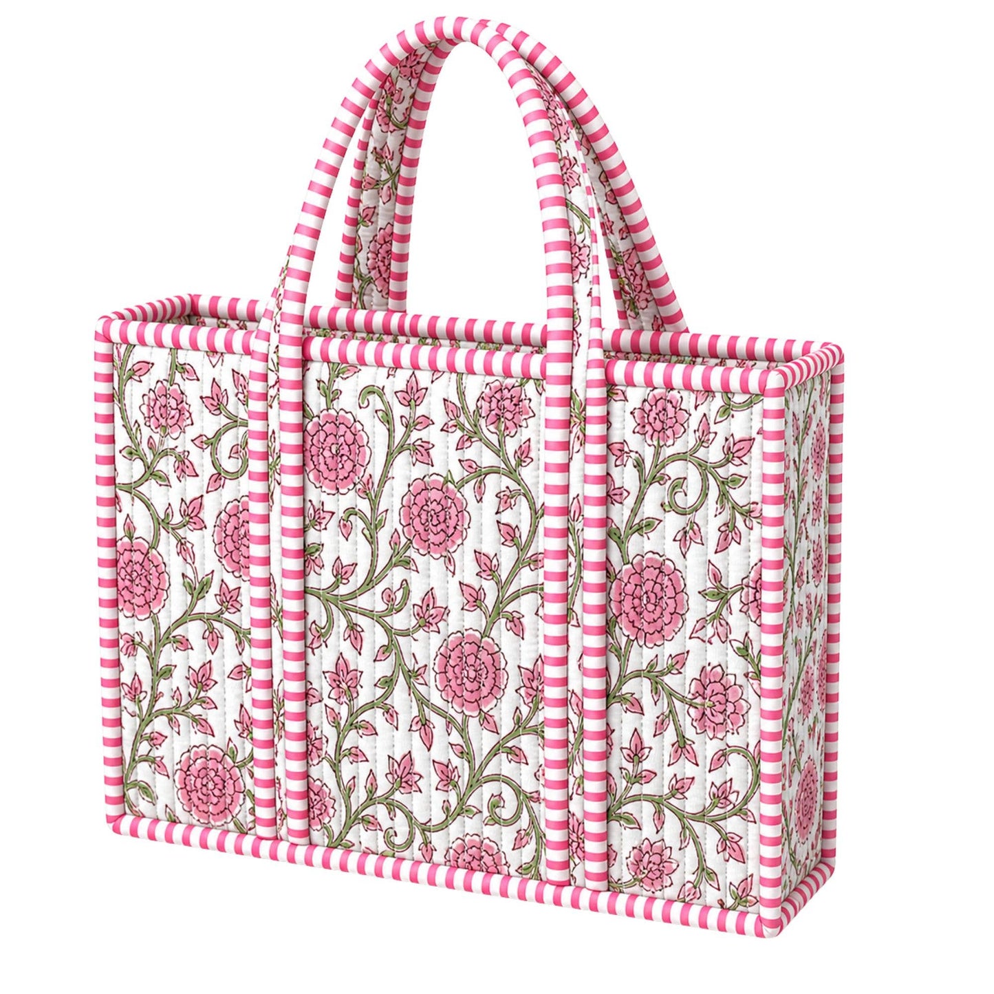 Light Pink Floral Quilted Bag Print