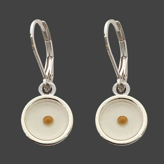 Round Shaped Mustard Seed Lever Back Earrings